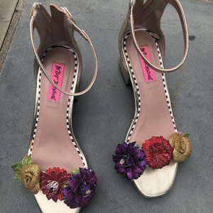 Betsey Johnson gold and floral sandals